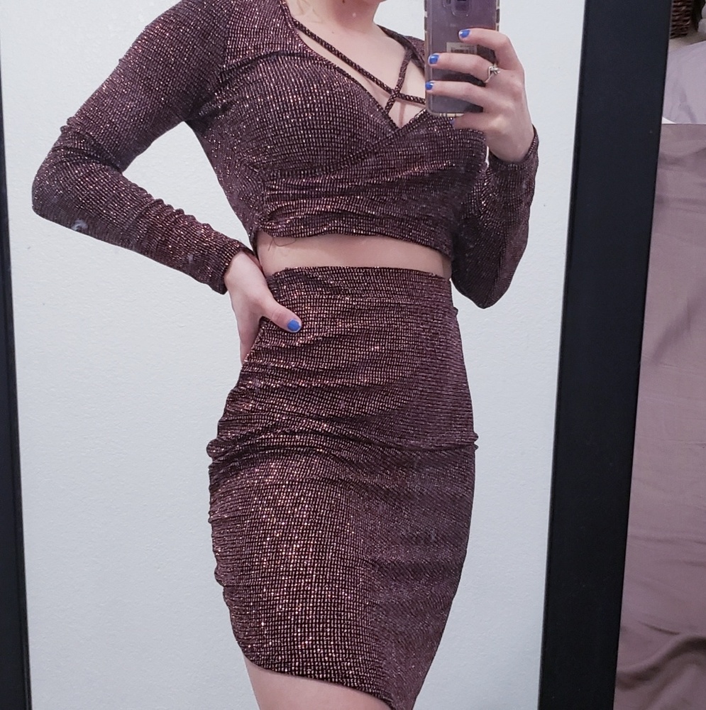 Charlotte russe two piece pink sparkly dress